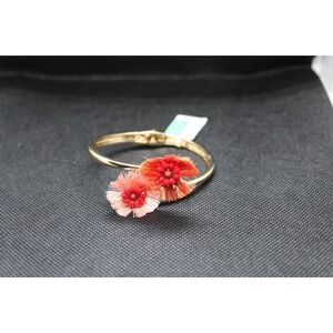 INC Gold-Tone Beaded Fringe Flower Bypass Hinge Bracelet New with Tag